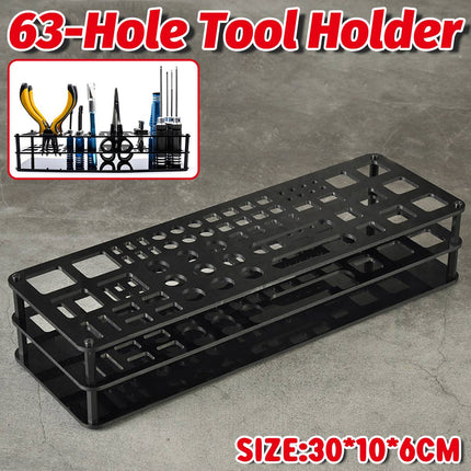 63-Hole Screwdriver Rack Acrylic Tool Stand Desk Tool Holder Work Bench Organizer