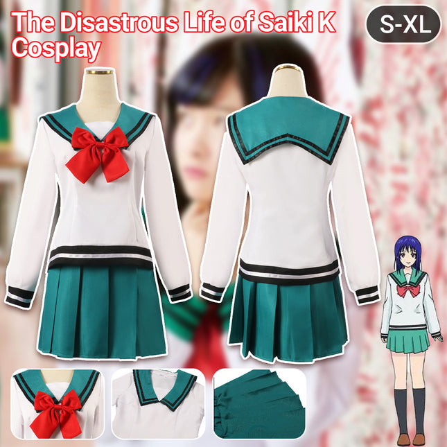 Sailor Anime School Uniform Cosplay Costume with Pleated Skirt Set S to XL