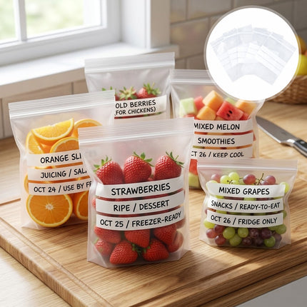 Writable Zip Seal Food Bags 100 Pack Three Sizes