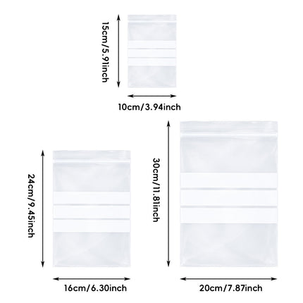 Writable Zip Seal Food Bags 100 Pack Three Sizes