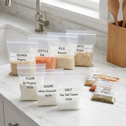 Writable Zip Seal Food Bags 100 Pack Three Sizes