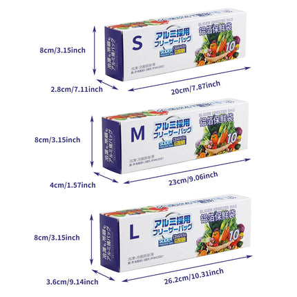 Aluminum Foil Freezer Storage Bags 100 Pack 3 Sizes