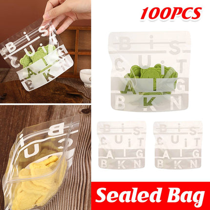 100PCS Clear Resealable Food Bags Cookie Snack Storage Packaging Bags