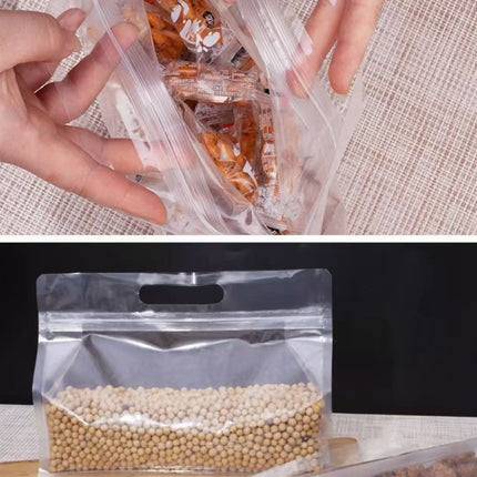 50PCS Clear Reusable Zipper Bags Thick Food Grade PE Storage Bags for Snack Fruit