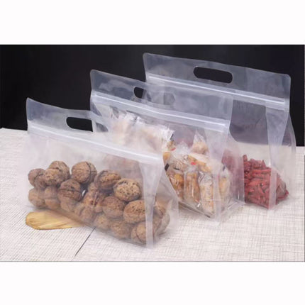 50PCS Clear Reusable Zipper Bags Thick Food Grade PE Storage Bags for Snack Fruit