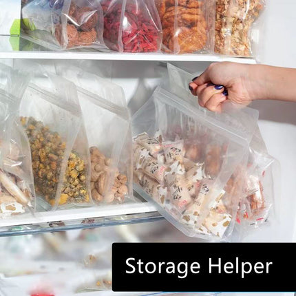 50PCS Clear Reusable Zipper Bags Thick Food Grade PE Storage Bags for Snack Fruit