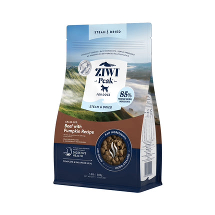 Ziwi Peak Steam Dried Dog Food Grass Fed Beef With Pumpkin