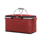 Folding Picnic Basket Insulated Cooler Bag Portable Outdoor Grocery Storage