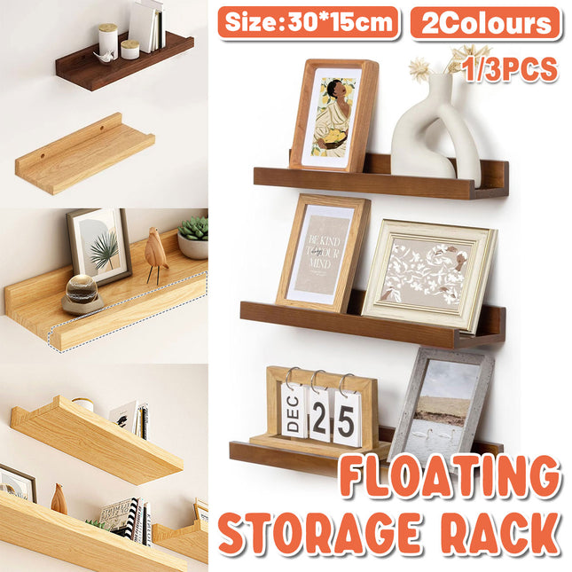 Wall Mounted Floating Storage Shelves Wood Rack Display Shelf Home Organization