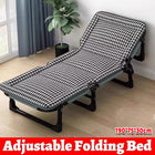 Portable Folding Bed with Adjustable Backrest and Houndstooth Fabric 190x75cm