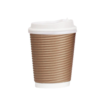 50sets Corrugated Paper Cups Coffee Milk Tea Cups Disposable Hot Drink Cups