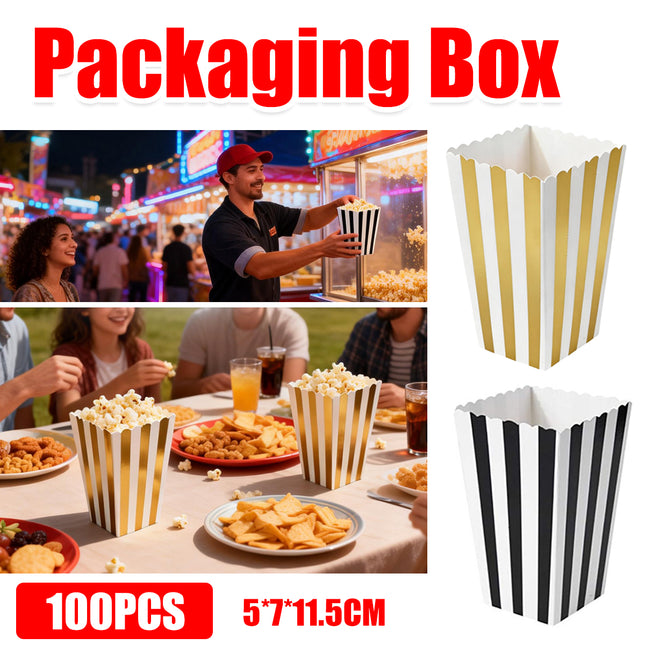 100PCS Popcorn Box Food-Grade Large Capacity Disposable Snack Boxes for Party