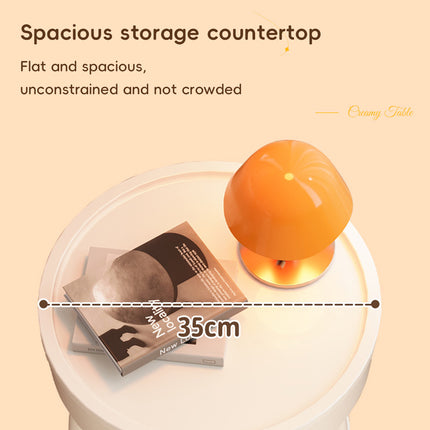 Minimalist Double Layer Small Round Table Build-In Paper Box Space Saving
