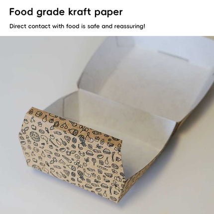 Kraft Burger Takeaway Box 100PCS Food Packaging Container With Vent Hole