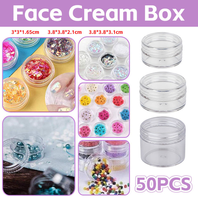 50PCS Clear Face Cream Box 5/10/20g Empty Cosmetic Container Portable Refillable