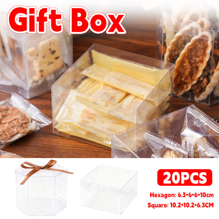 20PCS Clear Plastic Gift Boxes Square Hexagon Party Favour Packaging Display Box
