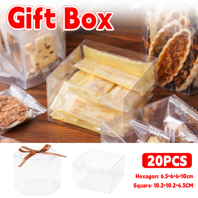 20PCS Clear Plastic Gift Boxes Square Hexagon Party Favour Packaging Display Box
