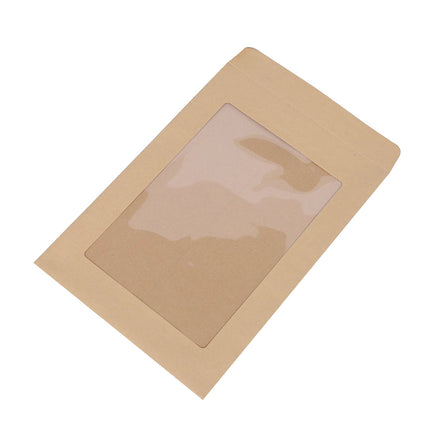 100PCS Small Kraft Paper Envelopes With Clear Window Self Seal Card Mailers