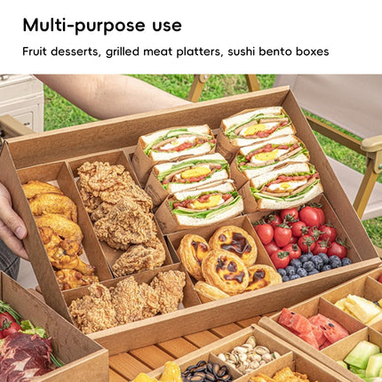 10PCS Kraft Paper Catering Box with Window Disposable Bento Style Packaging