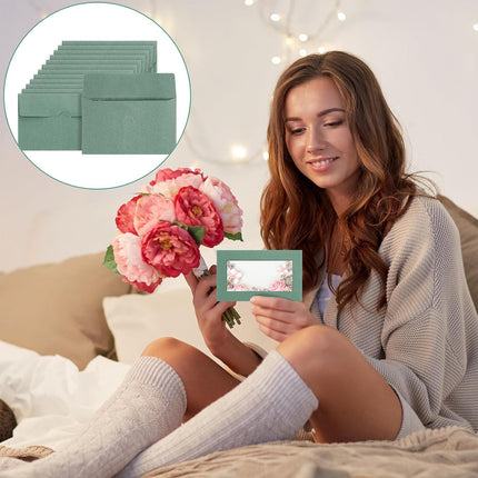 100PCS Small Kraft Paper Envelopes With Clear Window Self Seal Card Mailers