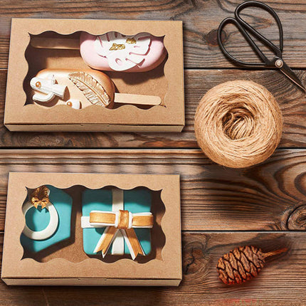 50PCS Kraft Cake Box Large Capacity Easy to Use 3 Colours Packaging