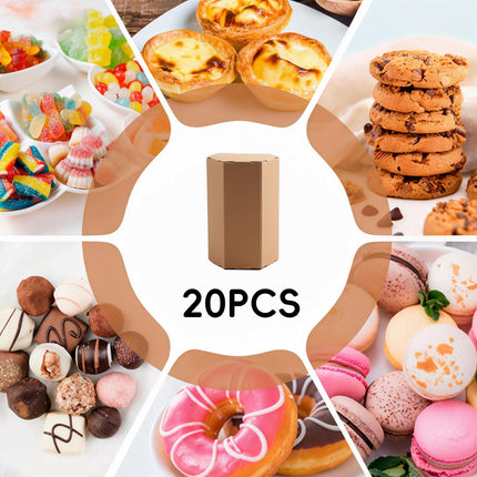 20PCS Kraft Paper Gift Box Hexagon Party Wedding Casndy Craft Packaging Box