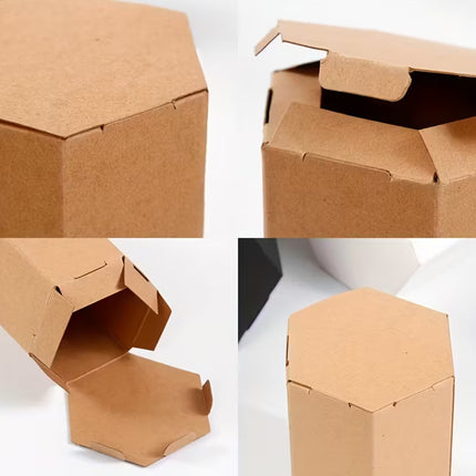 20PCS Kraft Paper Gift Box Hexagon Party Wedding Casndy Craft Packaging Box