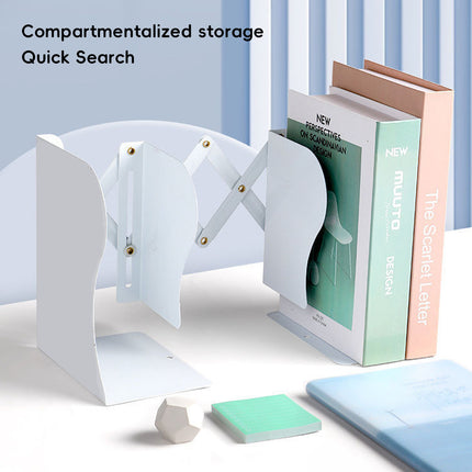 Extendable Metal Desktop Book Storage Rack Bookshelf Space Saving Adjustable