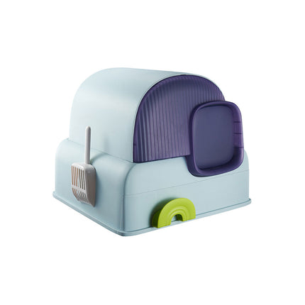 Fully Enclosed Cat Litter Box Cloud House Cat Toilet Odor Control Easy Cleaning