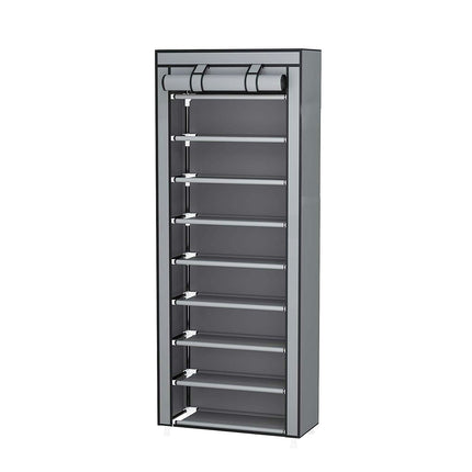10 Tier Shoe Rack Stainless Steel Frame Non Woven Fabric for Shoe Storage Use