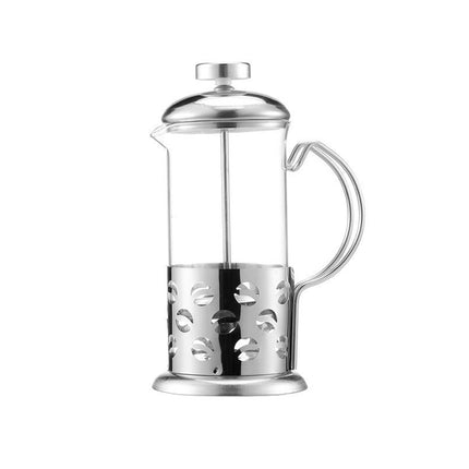 French Press Coffee Maker 350ml Heat Resistant Glass Stainless Steel Pattern