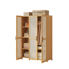 Minimalist Wardrobe with Doors Bamboo Durable for Bedroom Clothes Storage Use