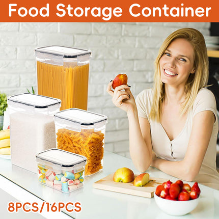 8 Or 16 Pcs Clear Food Storage Containers with Silicone Seal Lids