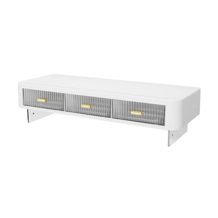 Desktop Monitor Stand Riser 54x21x15cm 3 Drawer Storage White Black for Office