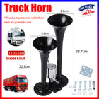 12V 24V Dual Trumpet Air Horn with Electric Valve 110dB for Truck Boat Lorry