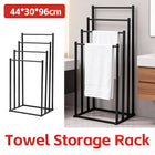 4 Bar Metal Vertical Towel Storage Rack 44x30x96cm Durable for Bathroom Bedroom