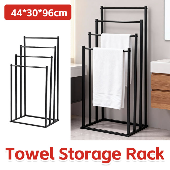 4 Bar Metal Vertical Towel Storage Rack 44x30x96cm Durable for Bathroom Bedroom
