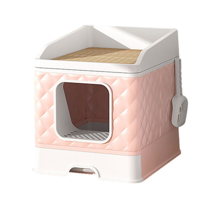 Cat Litter Box Large Capacity Drawer Type Design Enclosed Toilet for Indoor Pet
