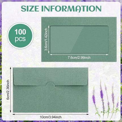 100PCS Small Kraft Paper Envelopes With Clear Window Self Seal Card Mailers