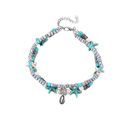 Boho Beaded Anklet with Ocean Charms Alloy Chain Jewellery 5 Styles
