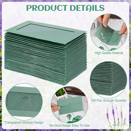 100PCS Small Kraft Paper Envelopes With Clear Window Self Seal Card Mailers