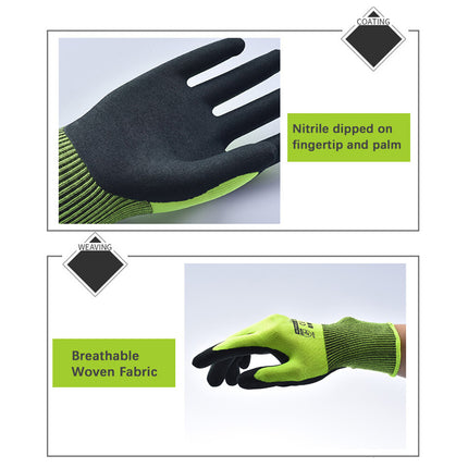 2 Pairs Nitrile Coated Garden Work Gloves Breathable Oil Resistant Non Slip