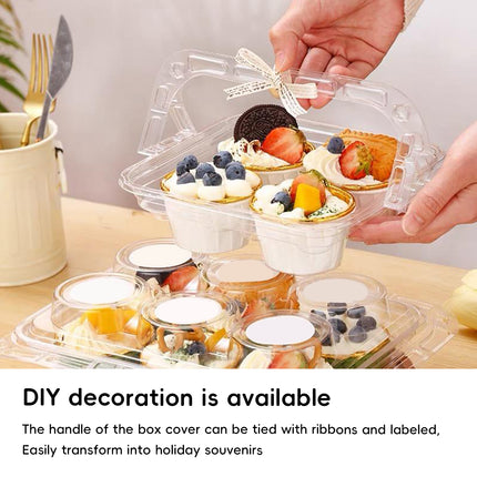 Clear Pastry Cake Box with Handle Portable Dessert Packaging Bakery Box Takeaway