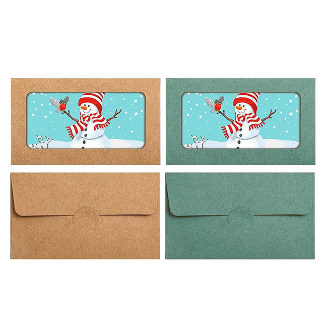 100PCS Small Kraft Paper Envelopes With Clear Window Self Seal Card Mailers