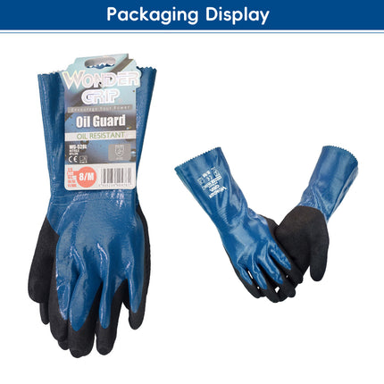 Heavy Duty Nitrile Coated Work Gloves 30cm Long Cuff Oil Resistant Anti Slip