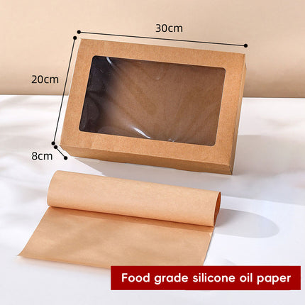 10PCS Kraft Paper Catering Box with Window Disposable Bento Style Packaging