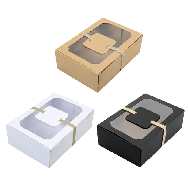 24PCS Kraft Candy Box with Clear Window Easy to Assemble Durable Gift Boxes