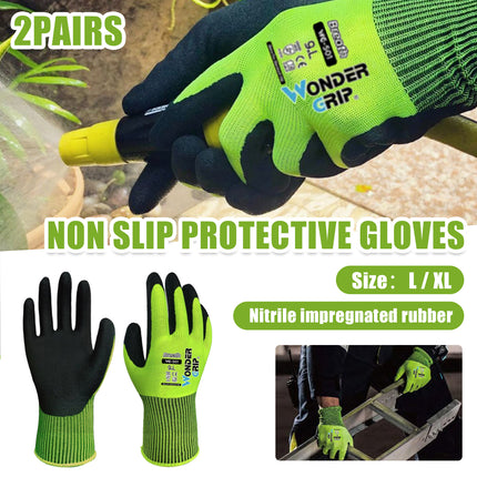 2 Pairs Nitrile Coated Garden Work Gloves Breathable Oil Resistant Non Slip