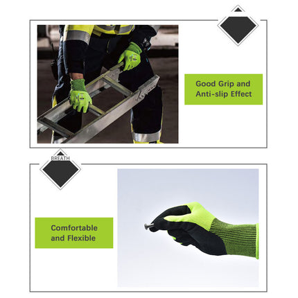 2 Pairs Nitrile Coated Garden Work Gloves Breathable Oil Resistant Non Slip