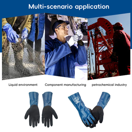 Heavy Duty Nitrile Coated Work Gloves 30cm Long Cuff Oil Resistant Anti Slip